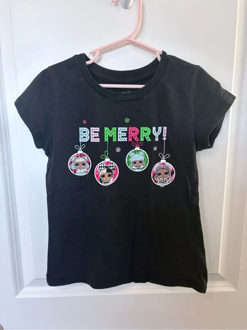 3/$10 - L.O.L. Surprise! Black 'Be Merry' Graphic Short Sleeve Tee